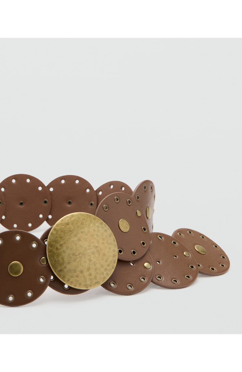 MANGO TEEN Stud Disc Wide Belt, Alternate, color, Brown