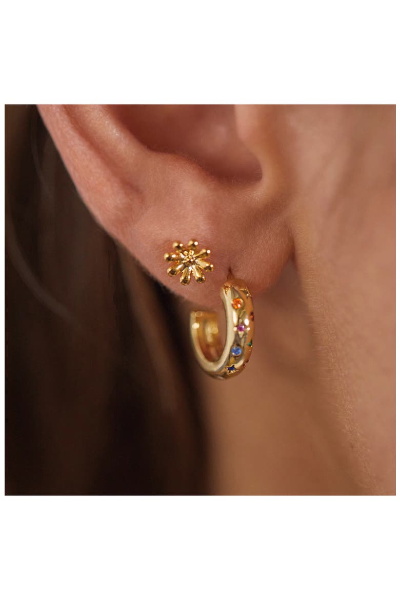 Chubby Rainbow Celestial Hoop Earrings, Alternate, color, GOLD