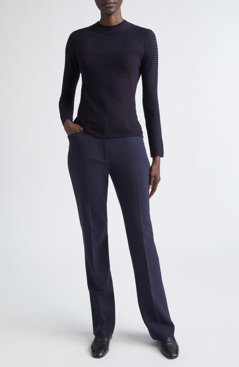 Lafayette 148 New York Reade Stretch Wool Straight Leg Pants, Alternate, color, Ink