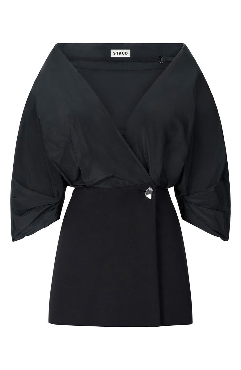 STAUD Orion Mixed Media Minidress, Alternate, color, Black