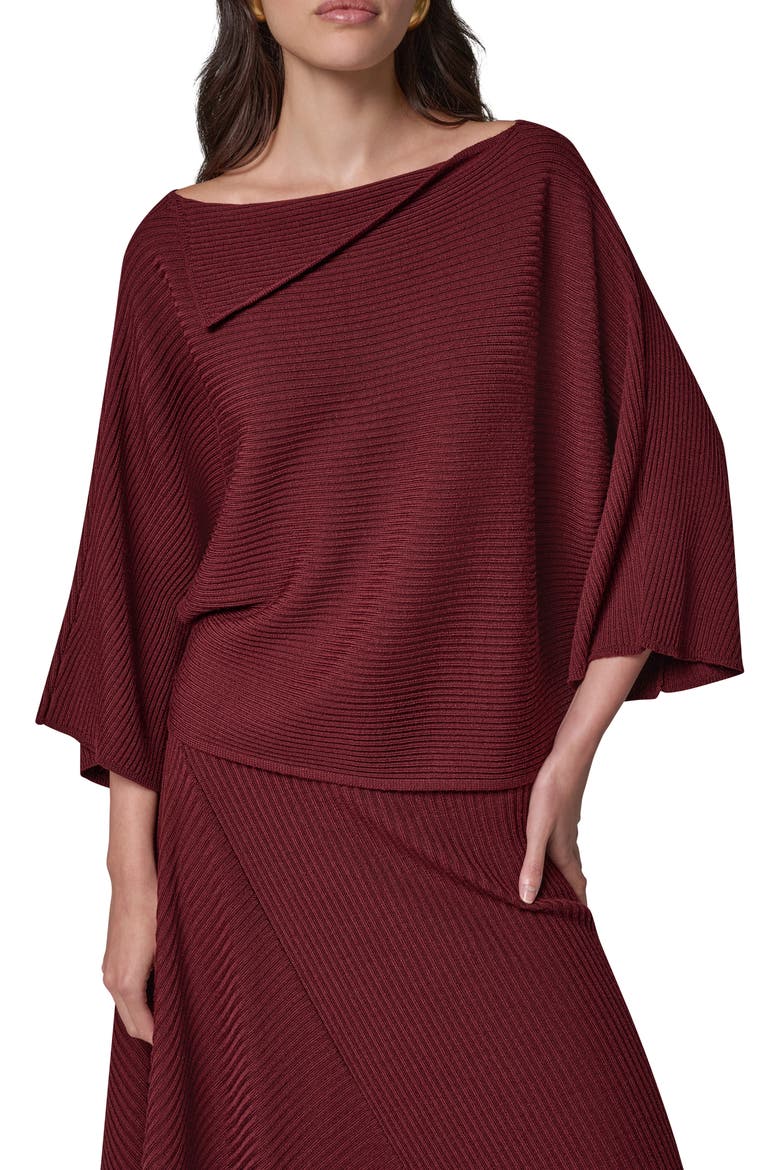 Folded Neck Merino Wool Sweater, Main, color, BLACK CHERRY