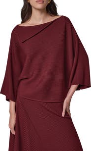 Donna Karan New York Folded Neck Merino Wool Sweater