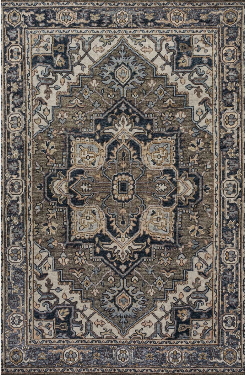 JONATHAN Y Cirali Ornate Large Medallion Machine-Washable Area Rug, Main, color, Green/Navy/Cream