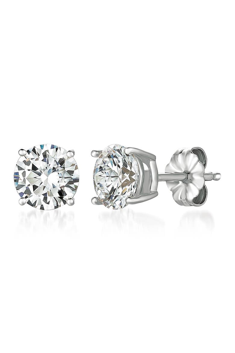 Cubic Zirconia Stud Earrings, Main, color, PLATINUM