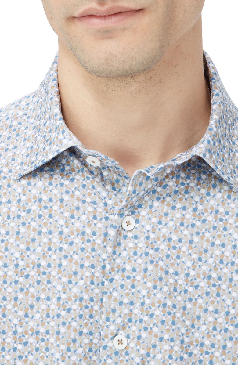 Bugatchi James OoohCotton<sup>®</sup> Mosaic Print Button-Up Shirt, Alternate, color, Cinnamon