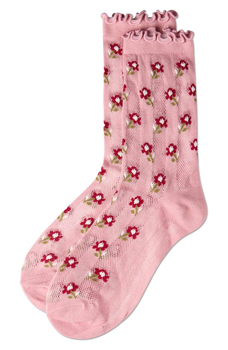 MeMoi Ditsy Floral Crew Socks, Main, color, 