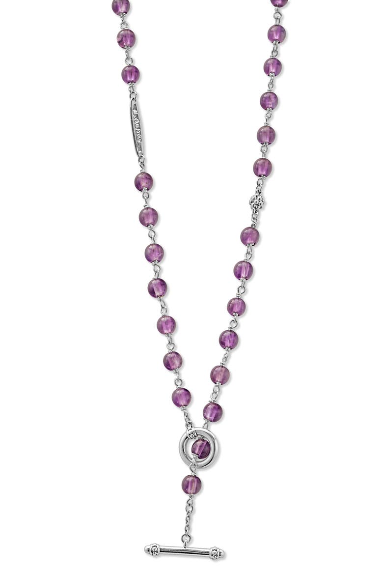 Caviar Icon Amethyst Bead Dual Layer Necklace, Alternate, color, AMATHYST