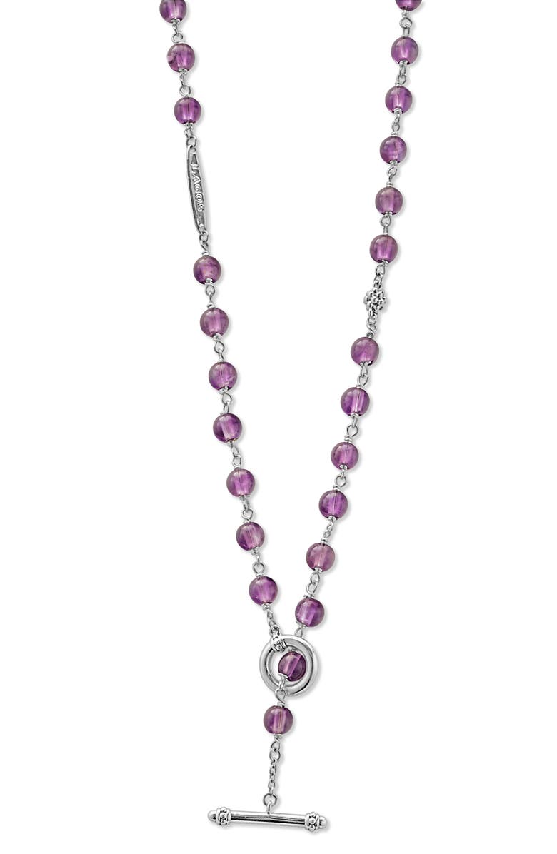 LAGOS Caviar Icon Amethyst Bead Dual Layer Necklace, Alternate, color, Amathyst