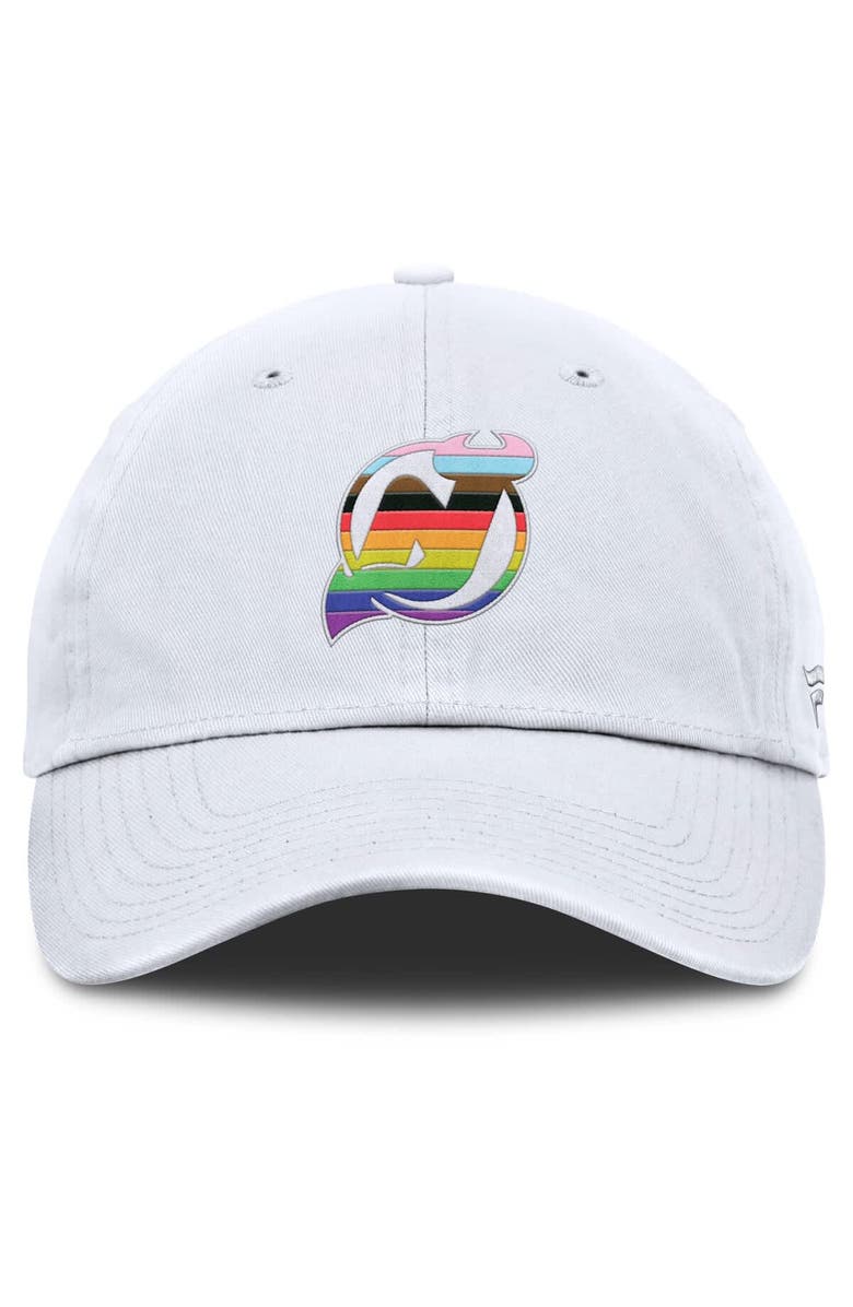 FANATICS Men's Fanatics White New Jersey Devils PRIDE Adjustable Hat, Alternate, color, White