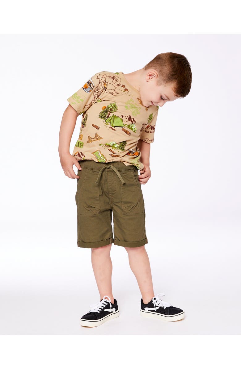 Deux par Deux Baby Boy's Stretch Twill Short Dark Olive Green, Alternate, color,