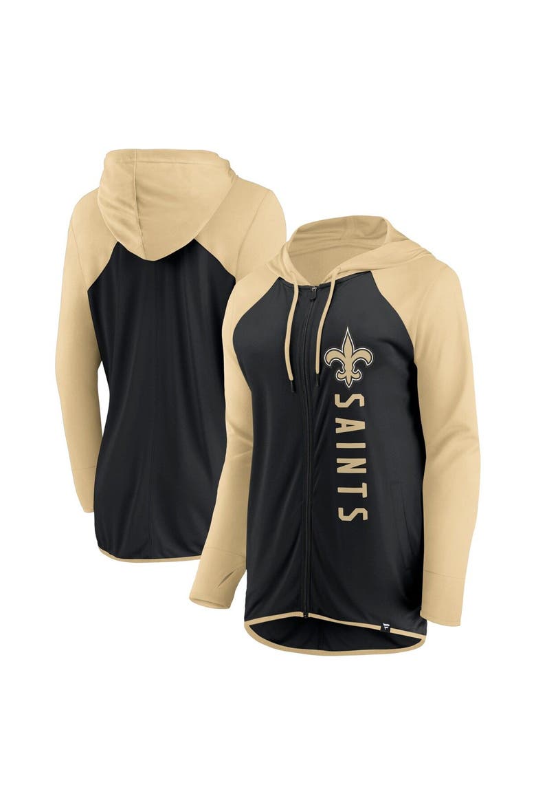 Women's Fanatics Branded Black/Gold New Orleans Saints Forever Fan Full-Zip Hoodie, Main, color, Black