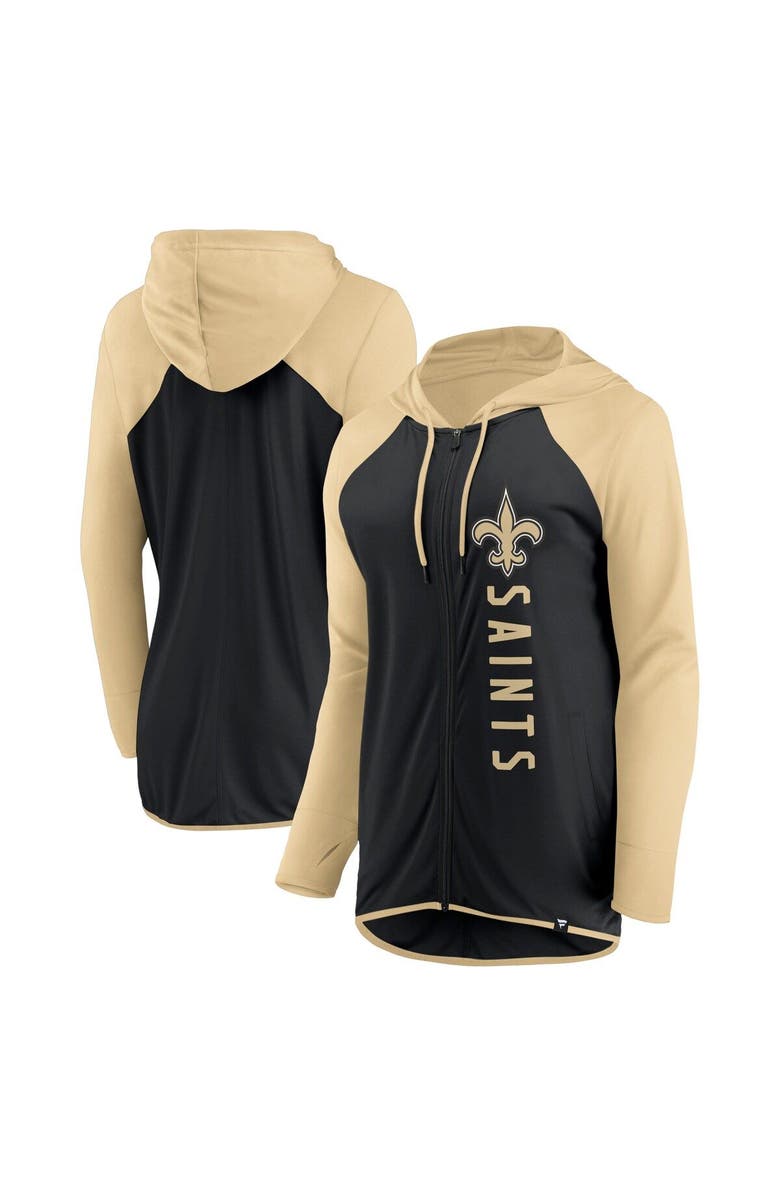 FANATICS Women's Fanatics Branded Black/Gold New Orleans Saints Forever Fan Full-Zip Hoodie, Main, color, Black