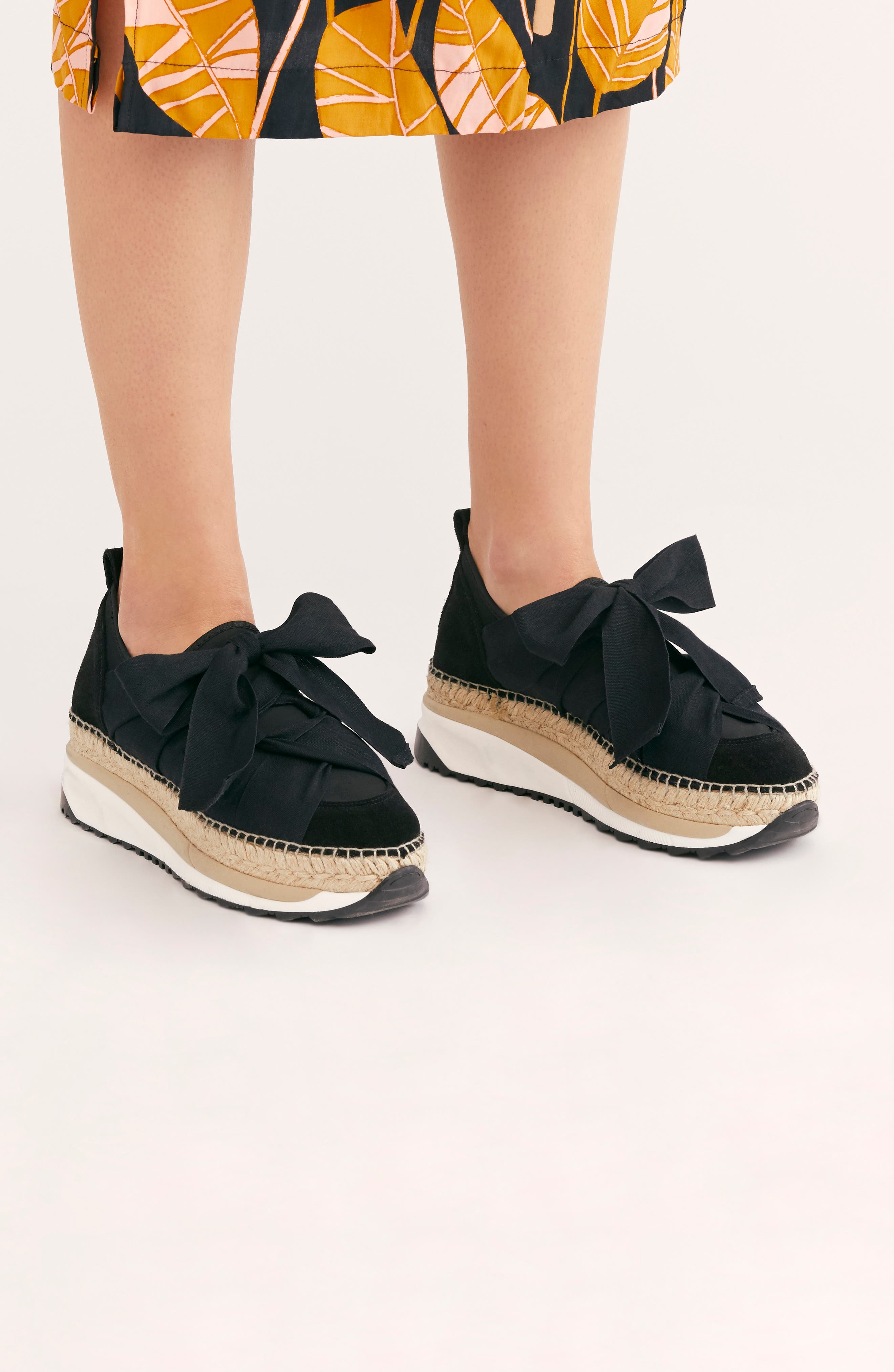 Free People Chapmin Espadrille Sneaker, Alternate, color, Black