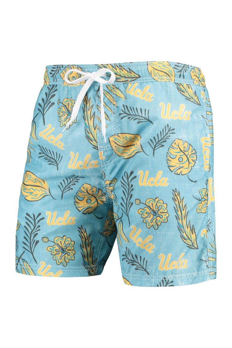 Men's Wes & Willy Light Blue UCLA Bruins Vintage Floral Swim Trunks, Alternate, color, Light Blue