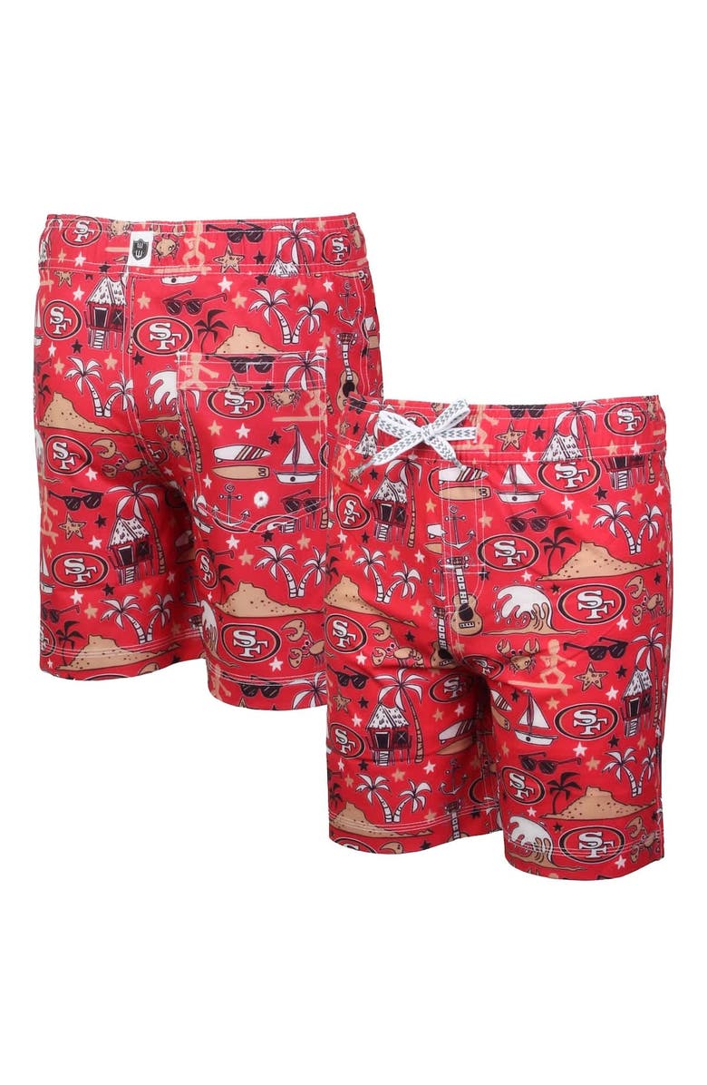 Wes & Willy Youth Wes & Willy Scarlet San Francisco 49ers Luau Swim Trunks, Alternate, color, Scarlet