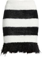 Dressed in Lala Stripe Faux Fur Miniskirt
