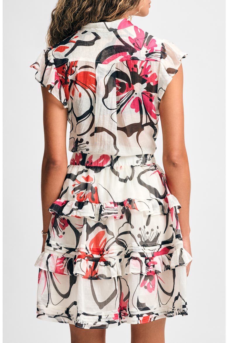 Printed Band Collar Button-Up Shirt, Alternate, color, SPLASHY FLORAL