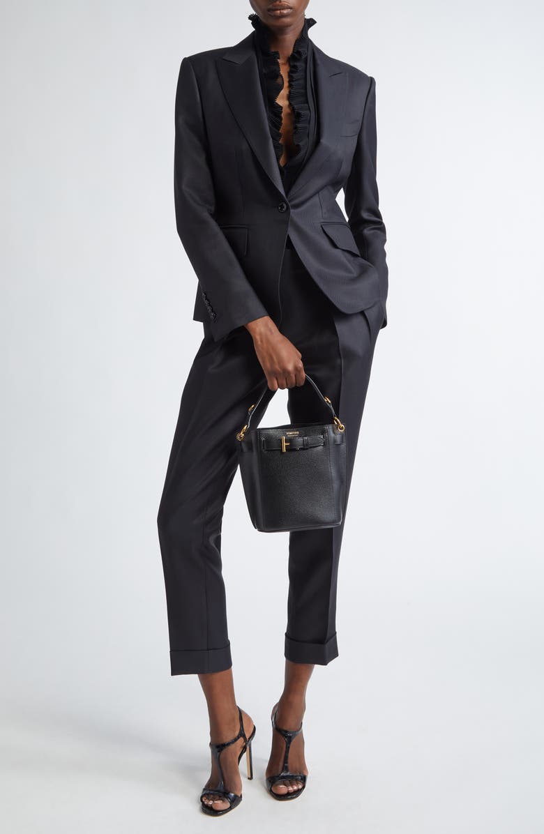 TOM FORD Wool & Silk Twill Single Breasted Blazer, Alternate, color, Lb999 Black