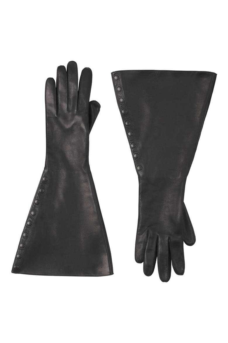 Large Leather Gloves, Main, color, Black