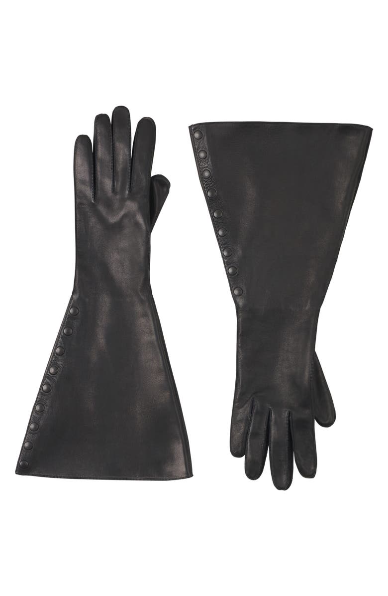 Lanvin Large Leather Gloves, Main, color, Black