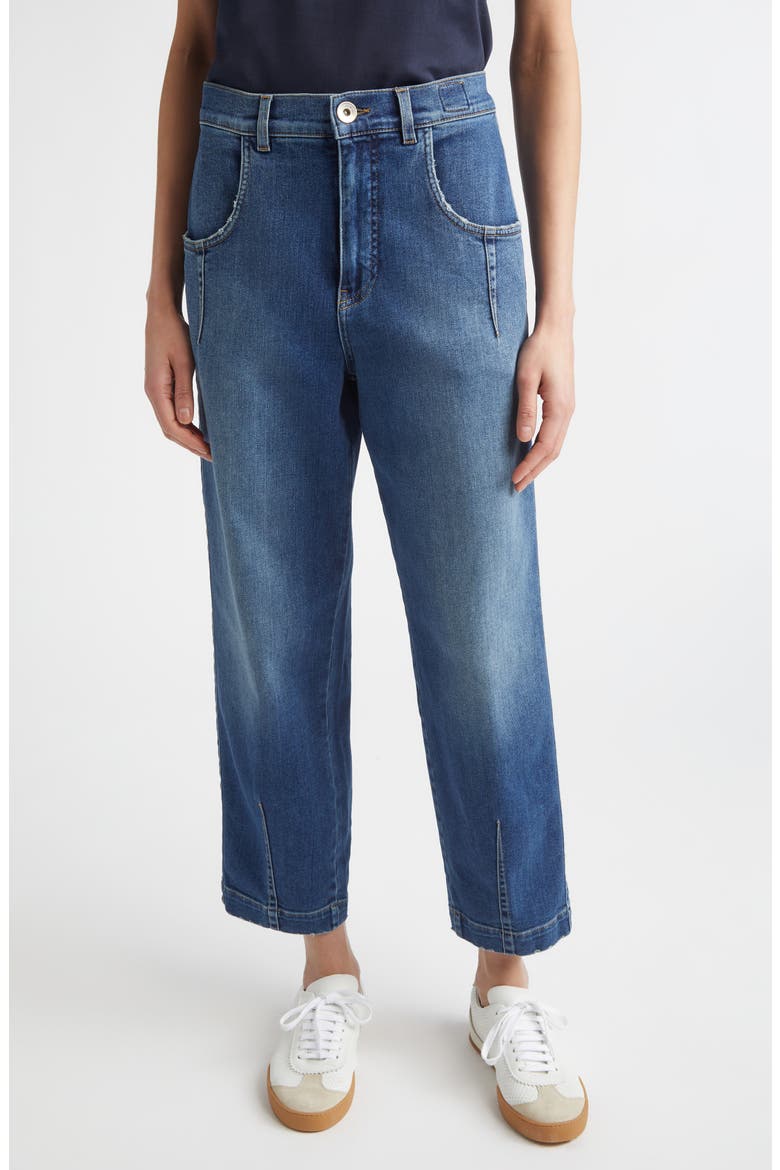 High Waist Stretch Denim Straight Leg Ankle Jeans, Main, color, ZUCCHERO