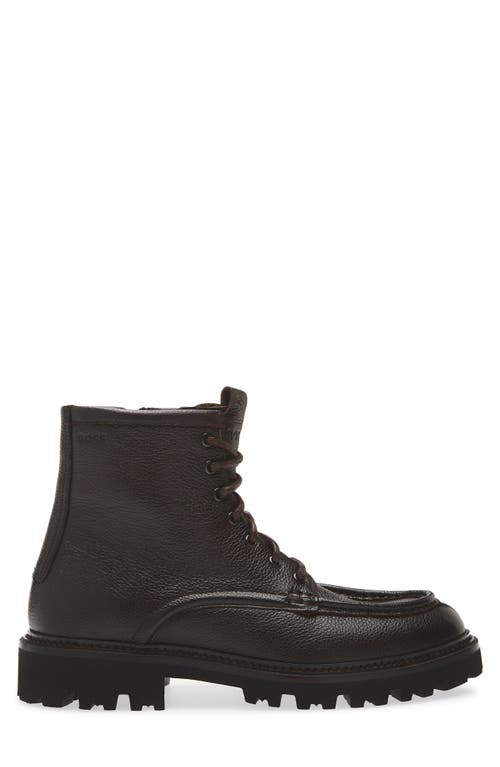Hugo Boss Boss Julio Lugged Moc Toe Leather Boot In Black