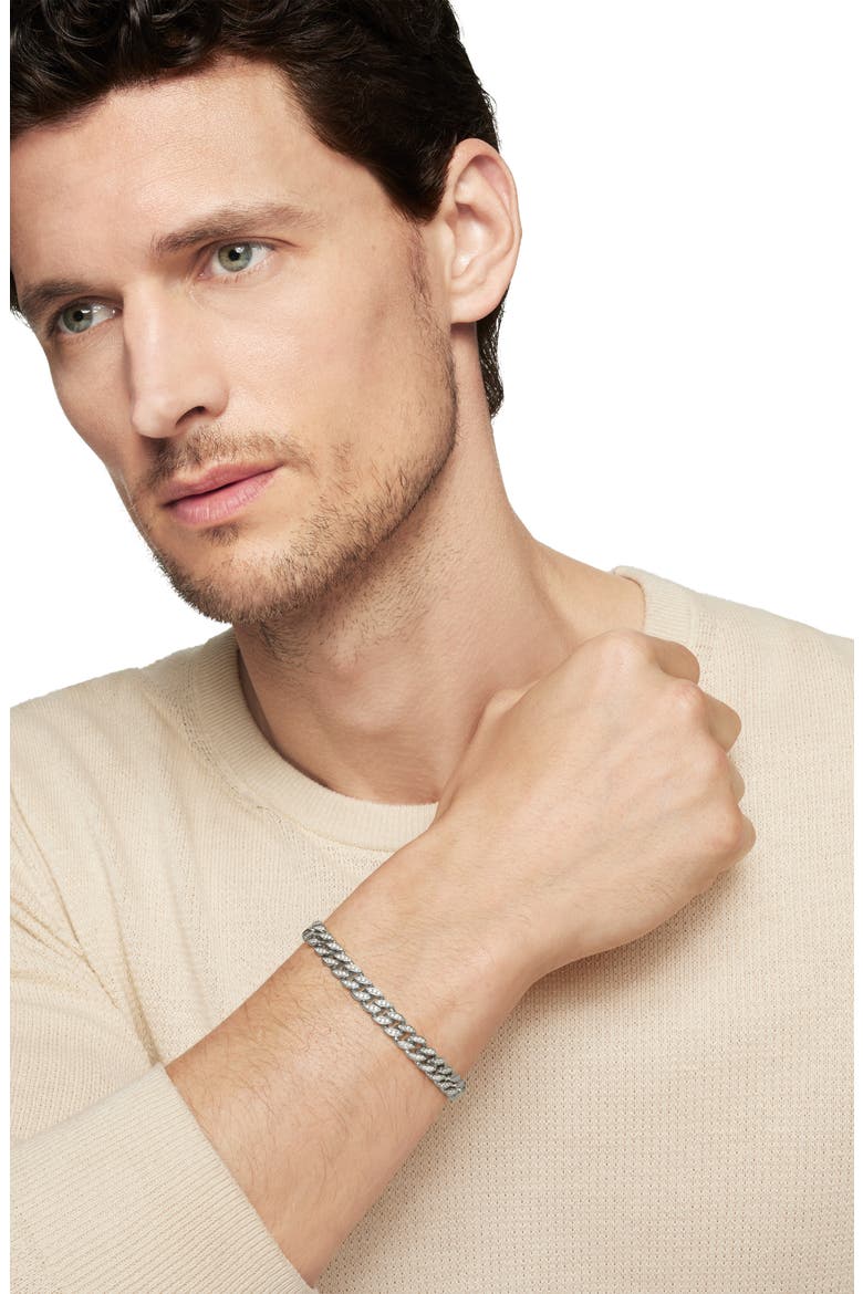 Men's Pavé Curb Chain Bracelet, Alternate, color, SILVER PAVE/ WHITE DIAMOND