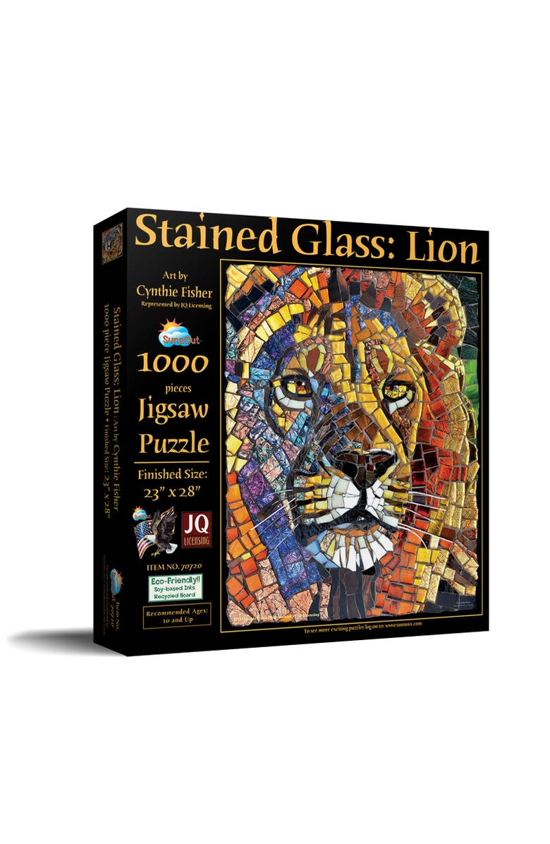 Sunsout Stained Glass Lion 1000 piece Jigsaw Puzzle for Adults, Main, color, Multicolor