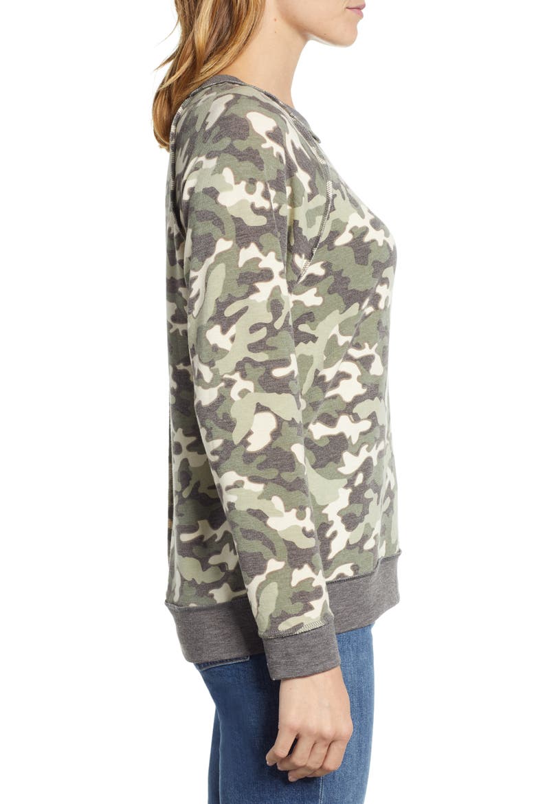 Floral Print Sweatshirt, Alternate, color, GREEN CAMO PRINT