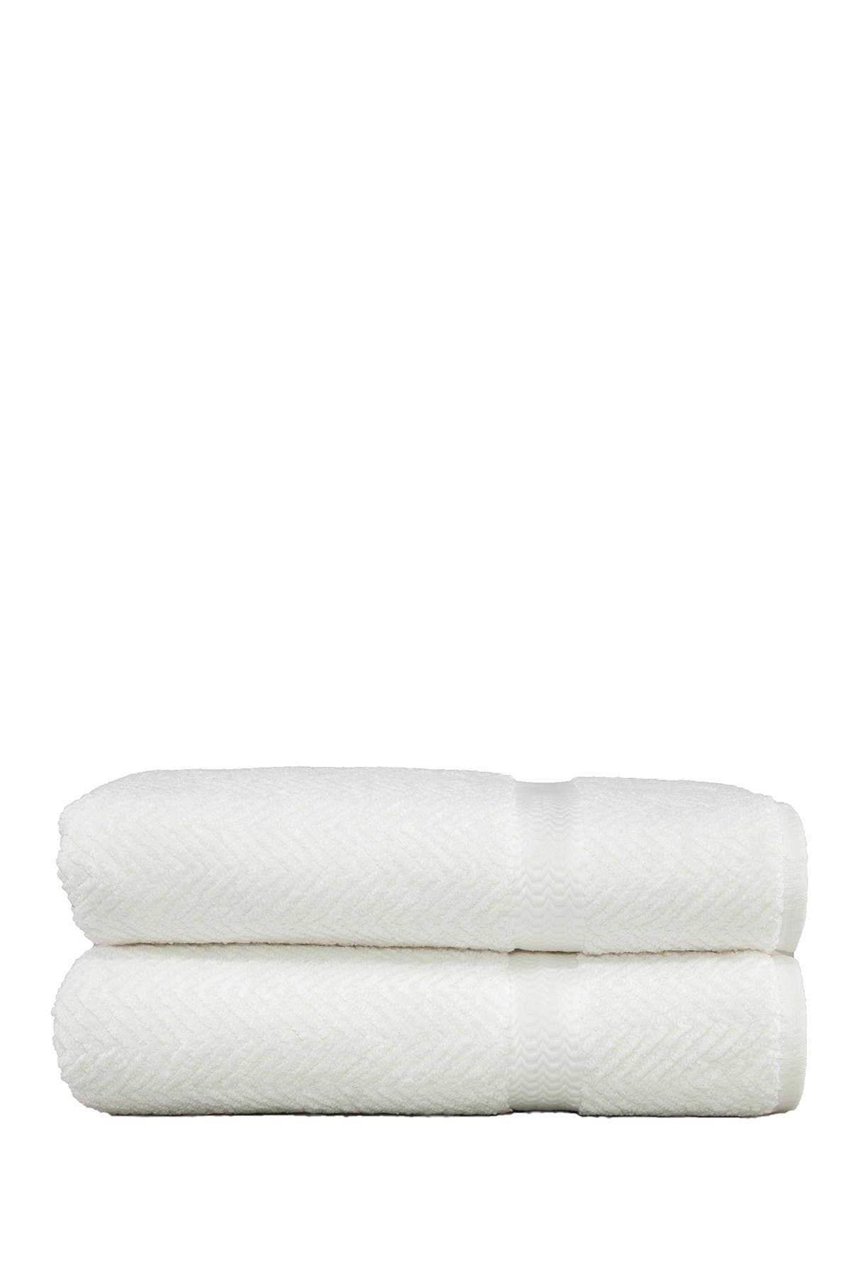 Linum Home Textiles White Herringbone Bath Towels - Set of 2