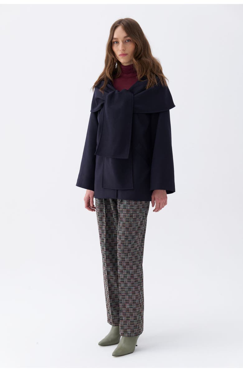 Nocturne Draped Coat with Front Tie Detail, Alternate, color, 