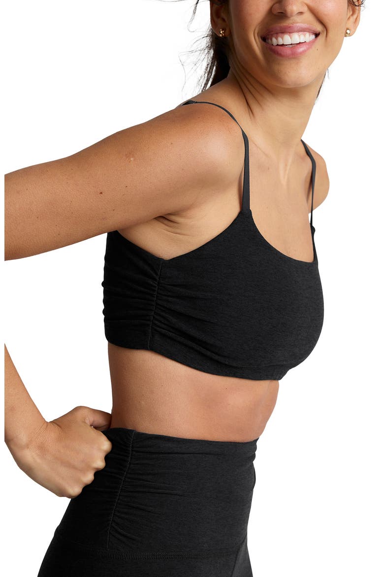 Space Dye Raise the Barre Shirred Sports Bra, Alternate, color, DARKEST NIGHT