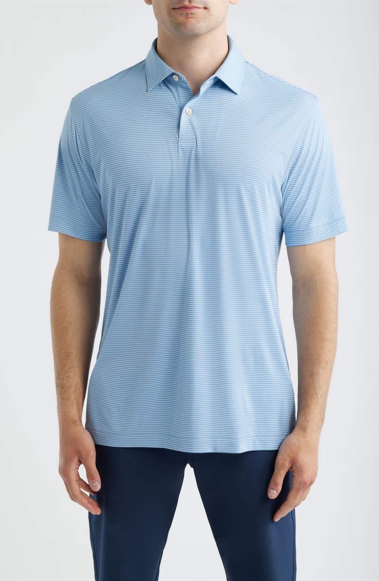 Peter Millar Market Stripe Featherweight Performance Polo, Main, color, Bluebird