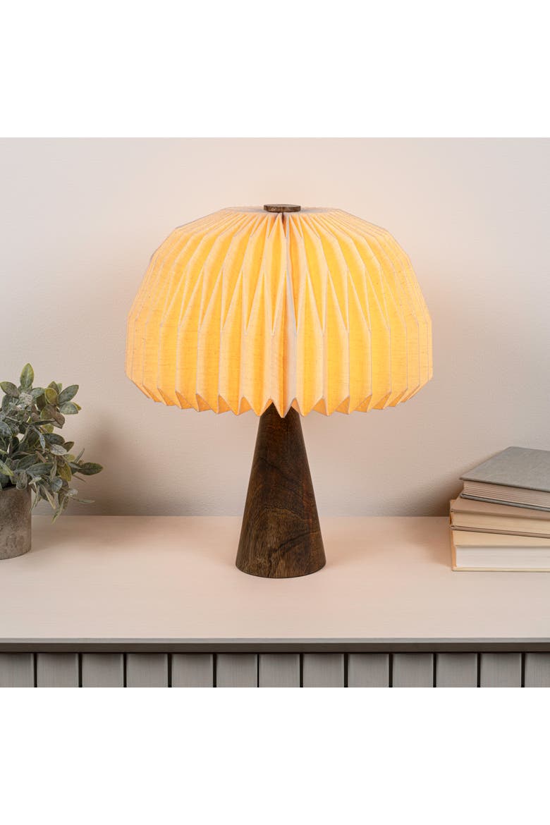 Sylvie 16" Modern Minimalist Paper Pleated Shade Mushroom Accent LED Table Lamp, Alternate, color, Natural