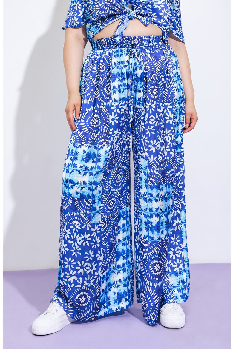 Print Woven Satin Pants, Alternate, color, BLUE