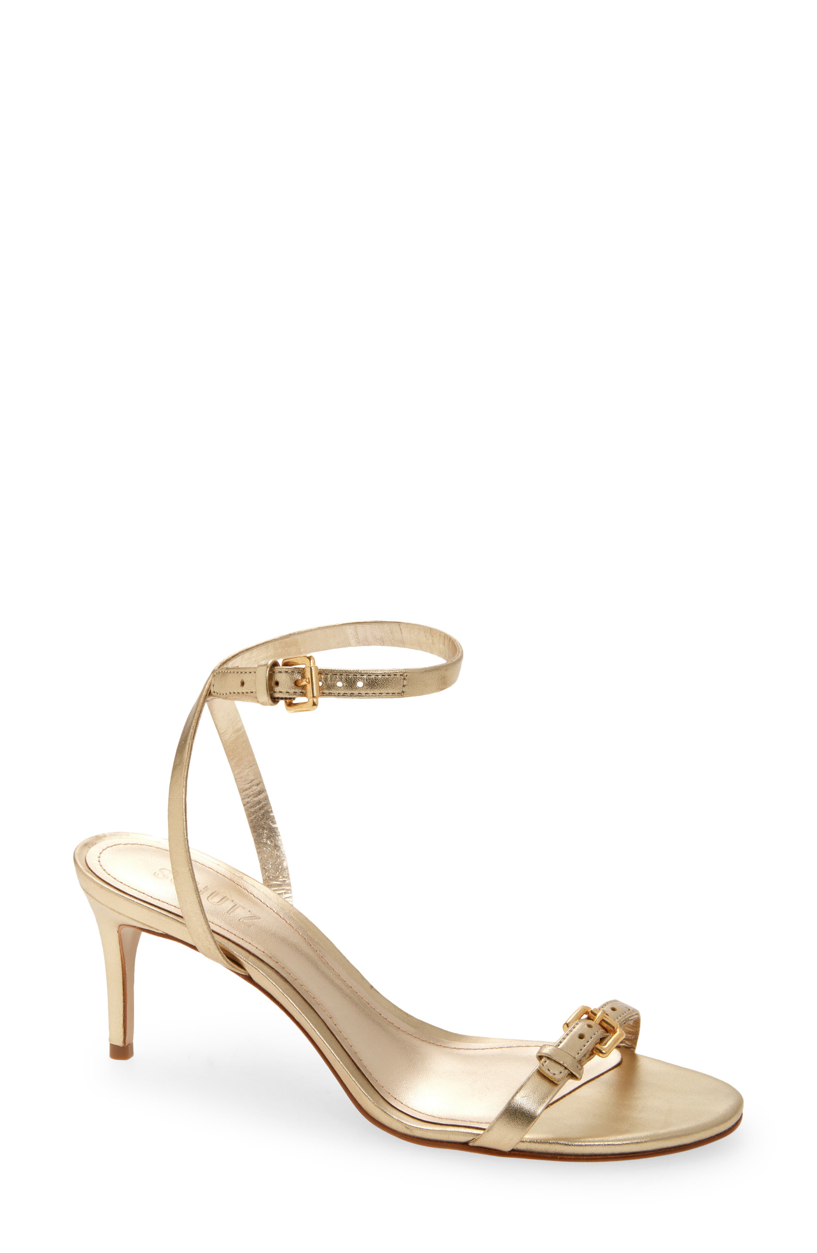 Schutz Aurora Mid Ankle Strap Sandal, Main, color, Platina