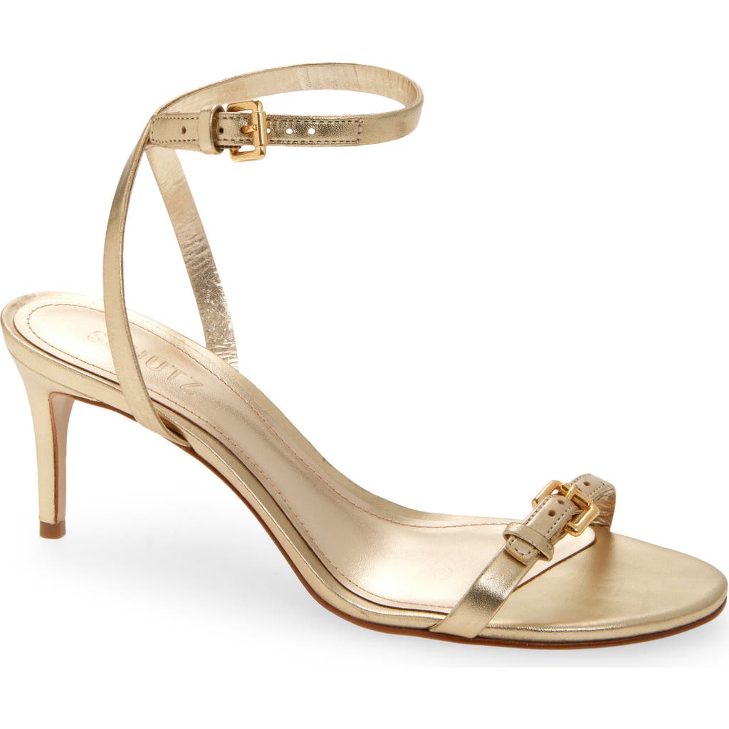 Schutz Aurora Mid Ankle Strap Sandal In Gold