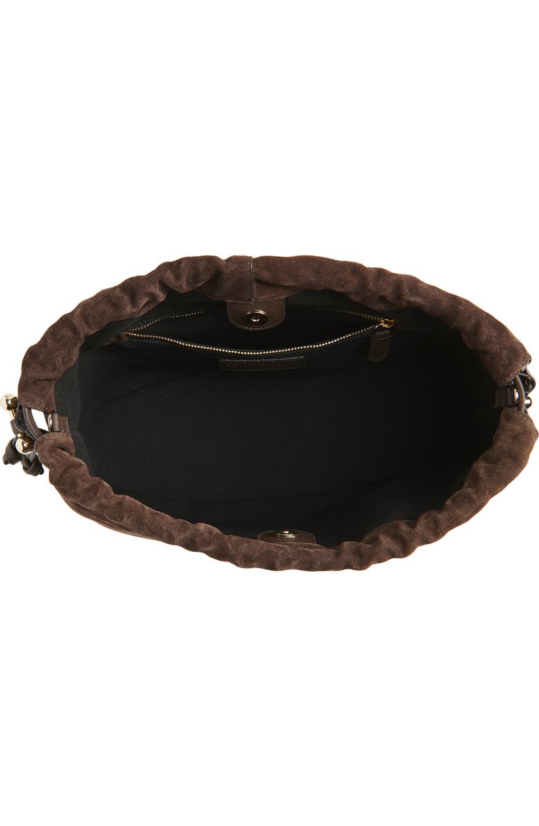 Strathberry Midi Suede Drawstring Handbag, Alternate, color, Chocolate