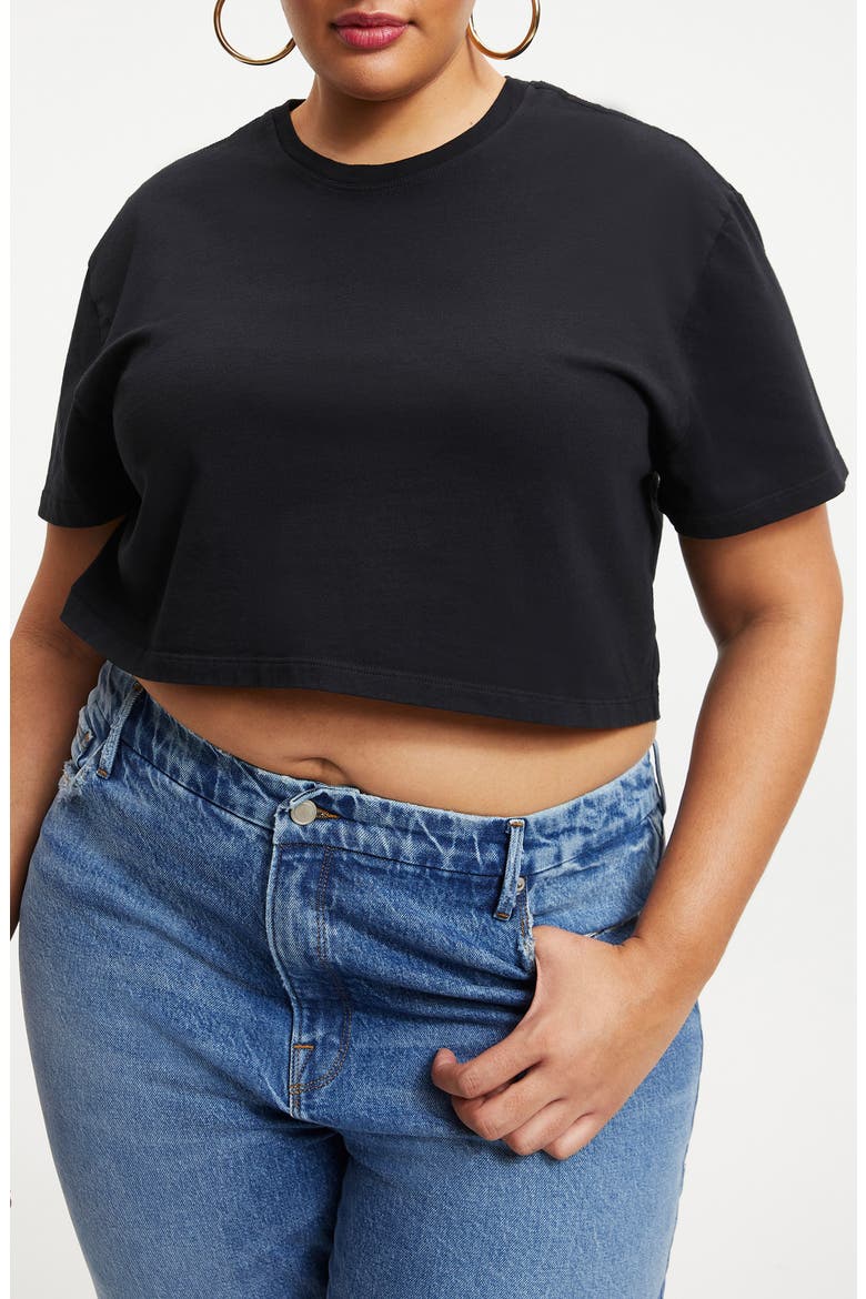 Heritage Crop Cotton T-Shirt, Alternate, color, BLACK001