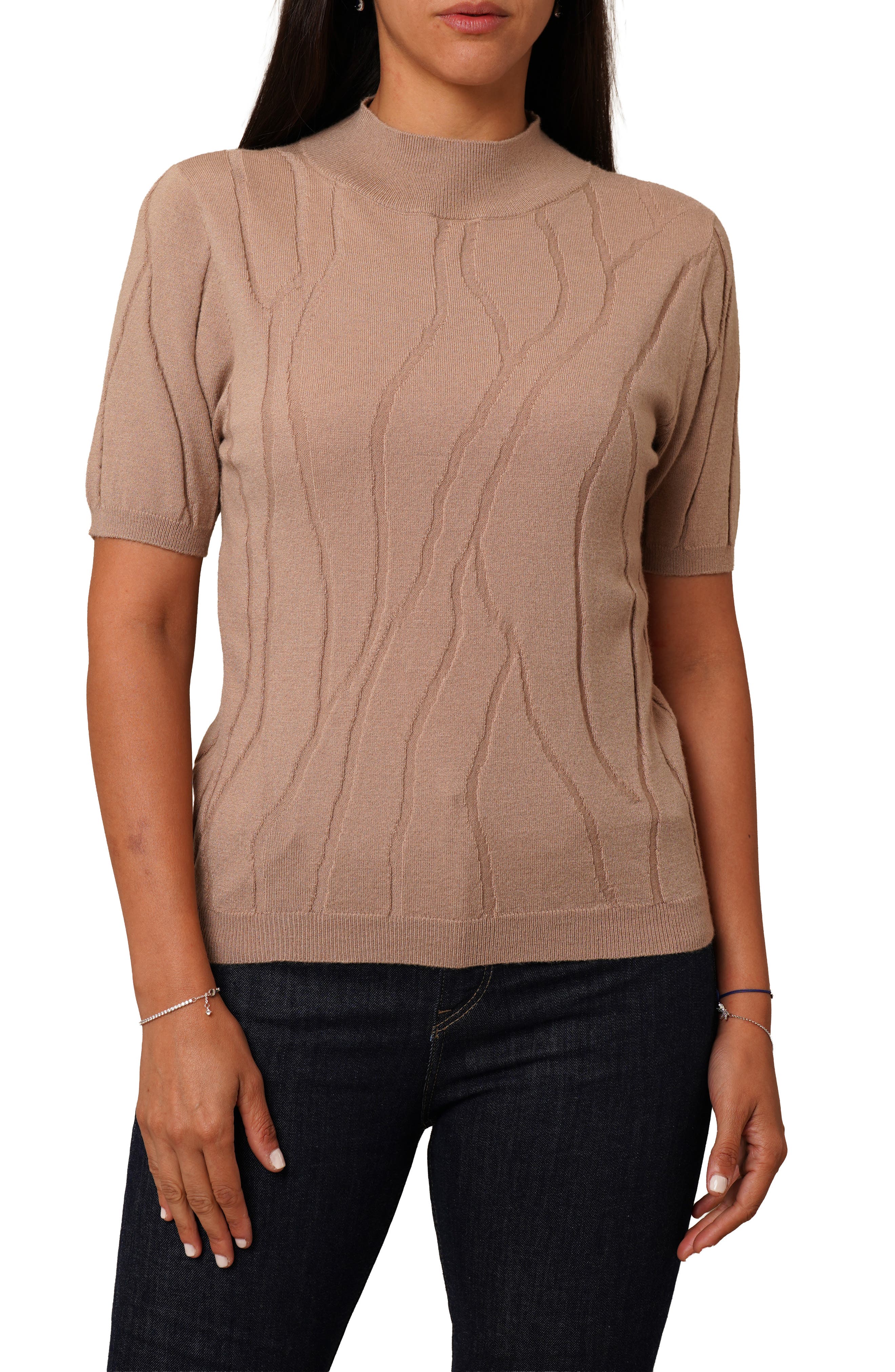 CYRUS Intarsia Short Sleeve Sweater