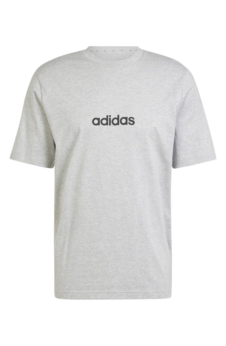 adidas Essentials Linear Jersey Graphic T-Shirt, Alternate, color, Medium Grey Heather/ Black