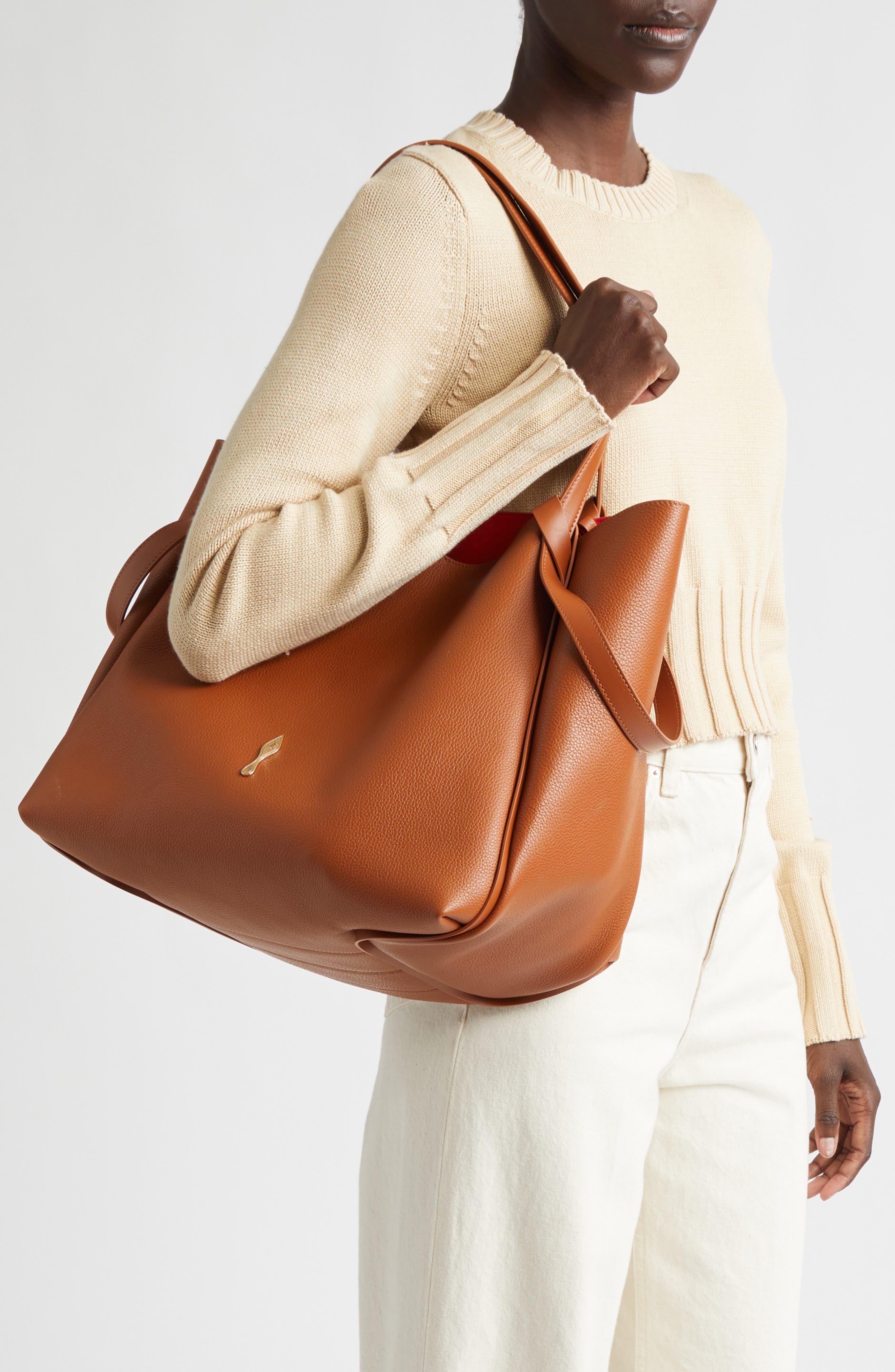 Christian Louboutin Large Bettina Leather Tote, Alternate, color, Bg71 Cuoio