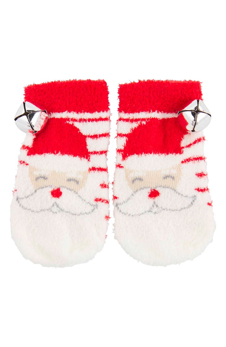 Mud Pie Santa Rattle Toes Chenille Socks, Main, color, Red