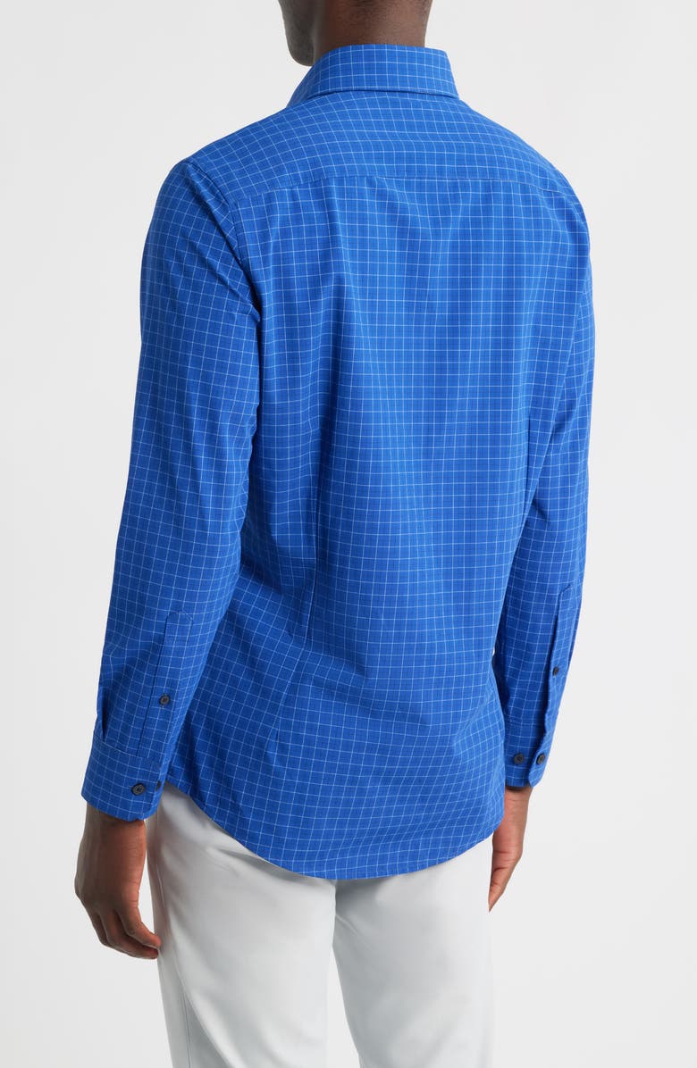 Mizzen+Main Leeward No Tuck Trim Fit Plaid Performance Button-Up Shirt, Alternate, color, Cobalt Manor Plaid
