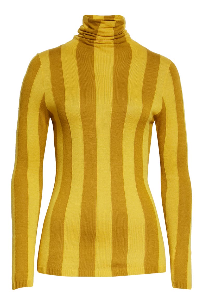Concert Stripe Funnel Neck Sweater, Alternate, color, MUSTARD/ YELLOW STRIPE