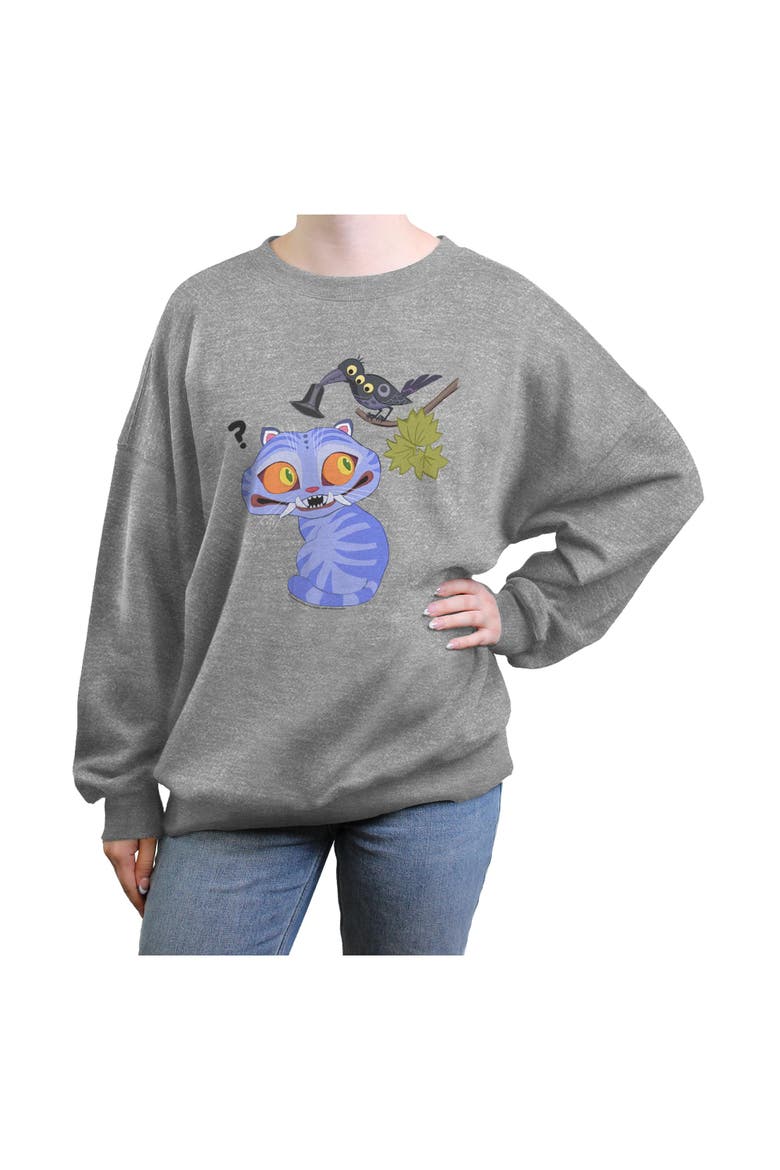 Junior's Derpy and Magpie Playful Pets Sweatshirt, Main, color, Heather Gray
