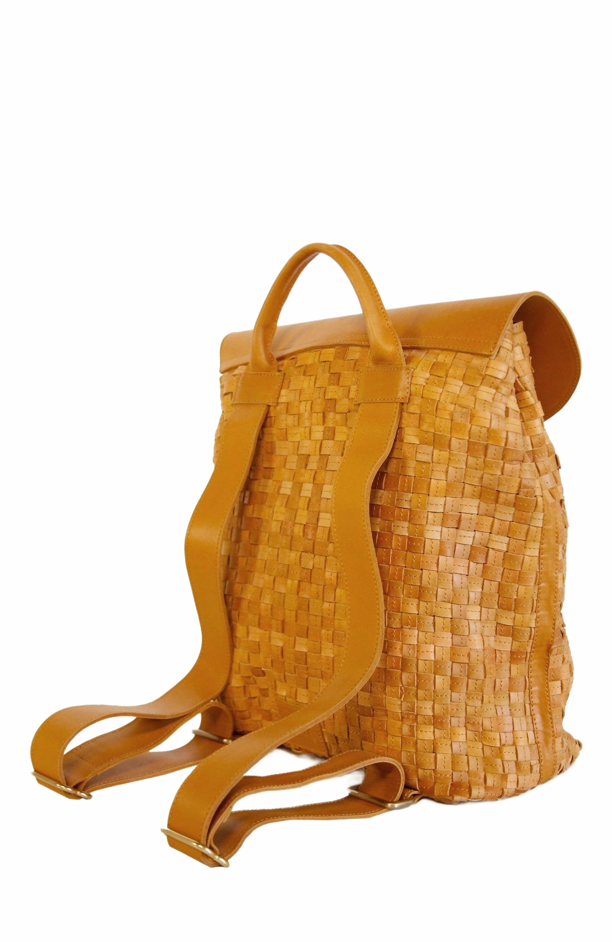 ABLE Elsa Basketweave Backpack, Alternate, color, Cognac