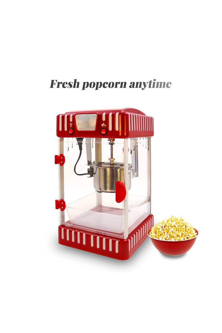 2.5 Oz Kettle Popcorn Maker with Stirring System, Alternate, color, Red / Black Retro style