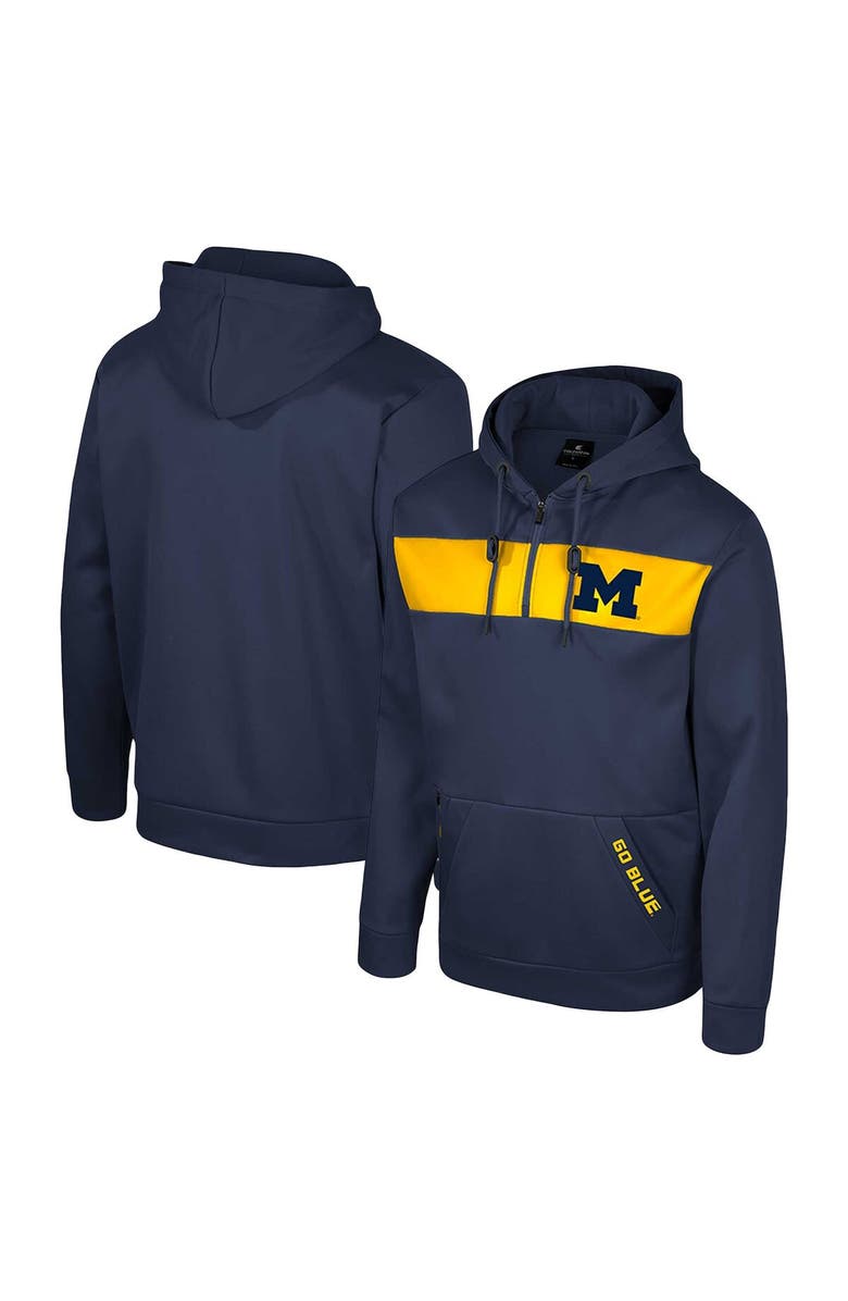 COLOSSEUM Men's Colosseum  Navy Michigan Wolverines Quarter-Zip Hoodie, Main, color, 