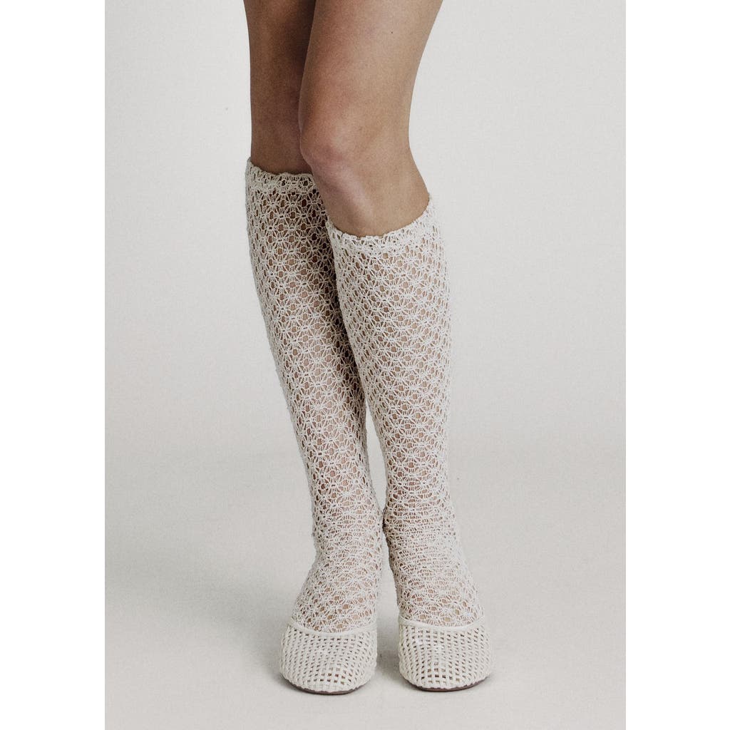 Alas Lace Knee High Socks In White